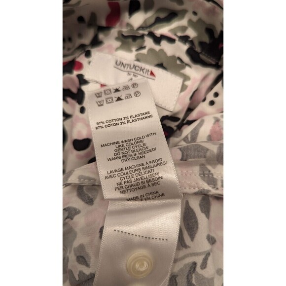 UNTUCKit Simone Tie‎ Waist Floral Button Front Cotton Stretch Shirt Dress Size 4 - Picture 8 of 10